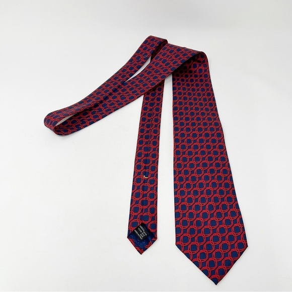 Gucci Mens Tie Silk Necktie Red Blue Authenticated - Picture 5 of 12
